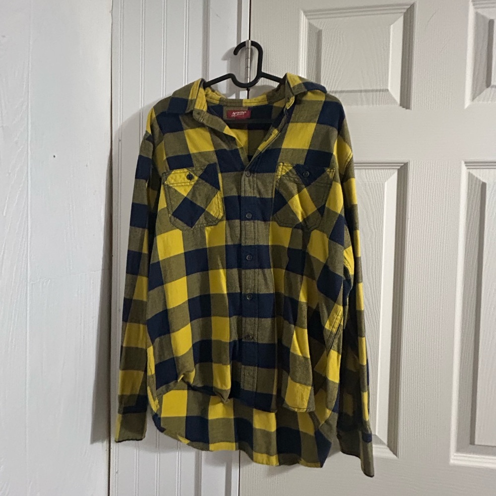 Arizona Jean Company Yellow and Blue Checkered Shirt